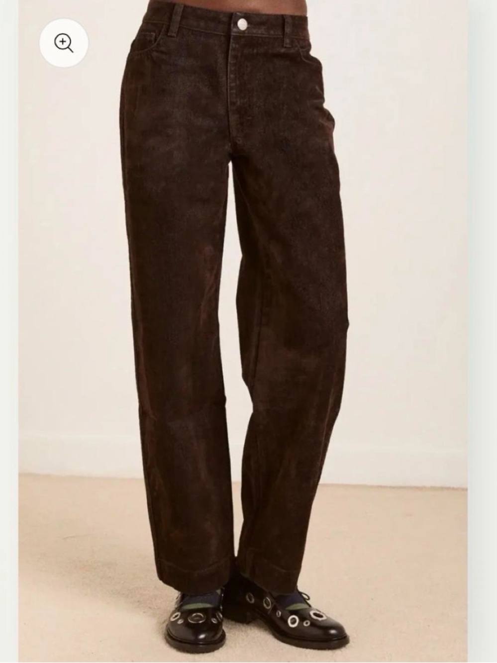 Damson Madder Drew Flocked Jeans in Chocolate Brown